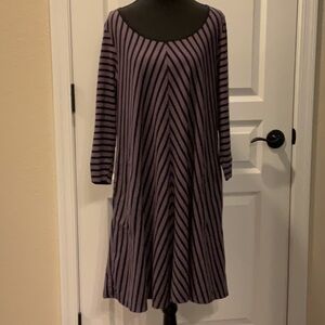 Kleen A-Line Long Sleeve Dress in Purple and Black